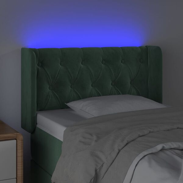 vidaXL Testiera a LED Verde Scuro 83x16x78/88 cm in Velluto