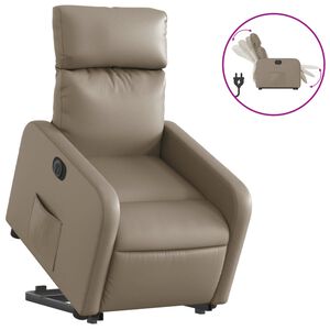 vidaXL Poltrona Alzapersona Reclinante Elettrica Cappuccino Similpelle