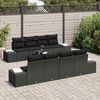vidaXL Set Divano da Giardino con cuscino 7 pcs Nero polyrattan