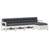 vidaXL Set Salotto Giardino 5pz con Cuscini Bianco Legno Massello Pino
