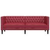 vidaXL Poltrona Chesterfield a 3 Posti Rosso Vino in Similpelle