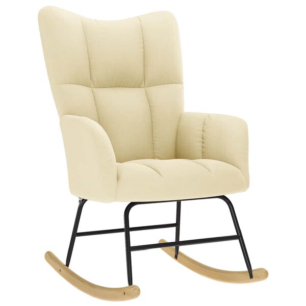 vidaXL Sedia a Dondolo Crema in Tessuto