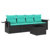 vidaXL Set Divani da Giardino 5 pz con Cuscini Nero in Polyrattan
