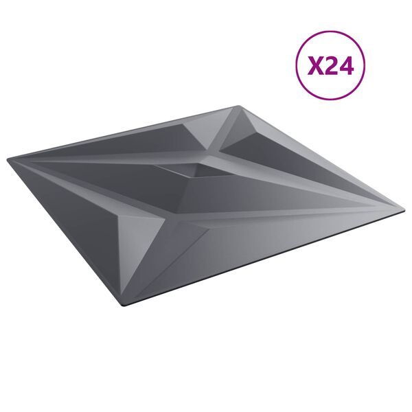 vidaXL Pannelli da parete 24 pcs Grigio Stella 50 x 50 cm Schiuma XPS