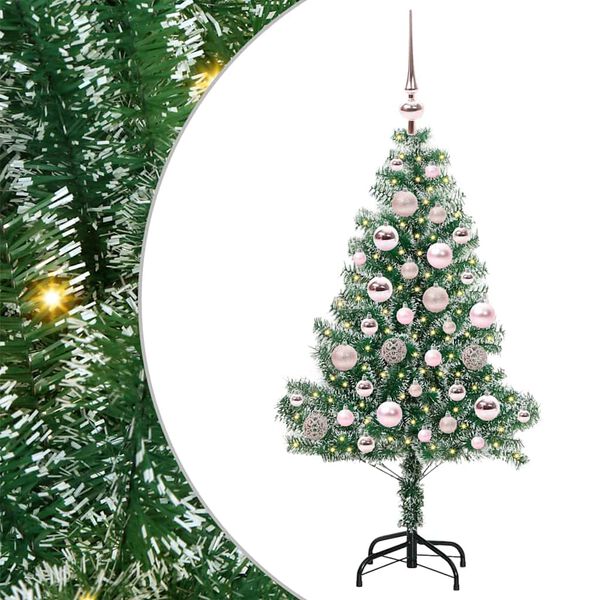 vidaXL Albero di Natale Artificiale Imbiancato con Luci LED 120 cm