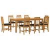 vidaXL Set da pranzo 9 pz Nero Legno di Quercia Massello