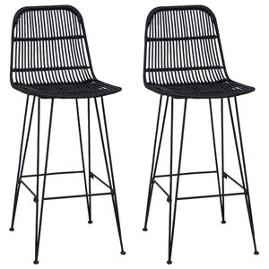 vidaXL Sgabello da bar 2 pz Nero 44 x 55 x 109 cm Rattan e acciaio