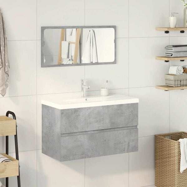 vidaXL Set Mobili da Bagno 3 pz Grigio Cemento in Legno Multistrato
