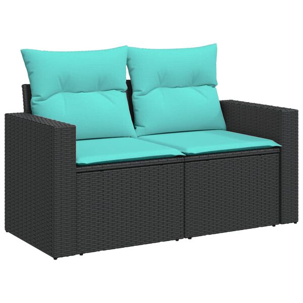 vidaXL Set Divani da Giardino 6 pz con Cuscini Nero in Polyrattan