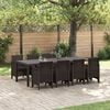 vidaXL Set da Pranzo per Giardino 9 pcs Marrone Rattan Polt