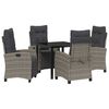 vidaXL Set da Pranzo per Giardino con cuscino 5 pcs Grigio polyrattan