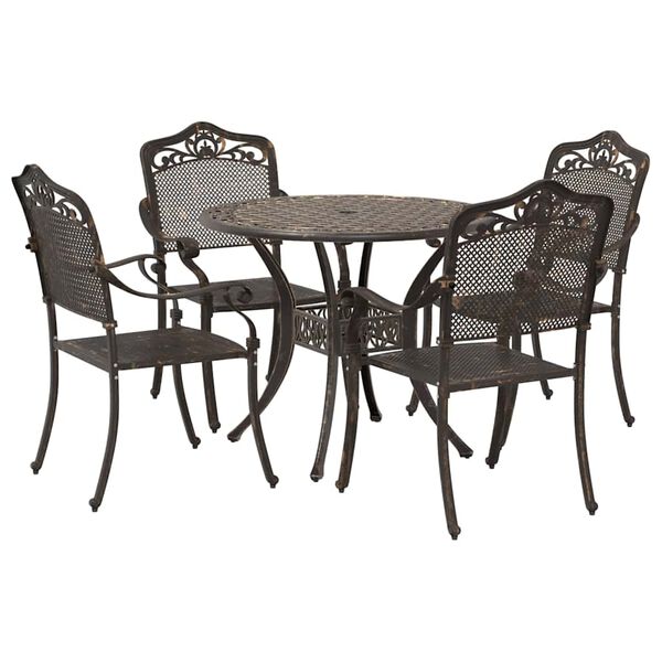 vidaXL Set da Pranzo per Giardino 5 pcs Bronzo Alluminio