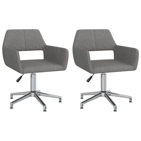 vidaXL Sedie da Pranzo Girevoli 2 pz Grigio Chiaro in Tessuto
