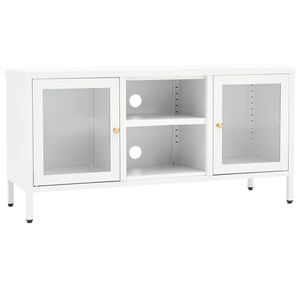 vidaXL Mobile TV Bianco 105x35x52 cm in Acciaio e Vetro