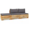 vidaXL Set Divani da Giardino 3 pz con Cuscini Legno Massello di Teak