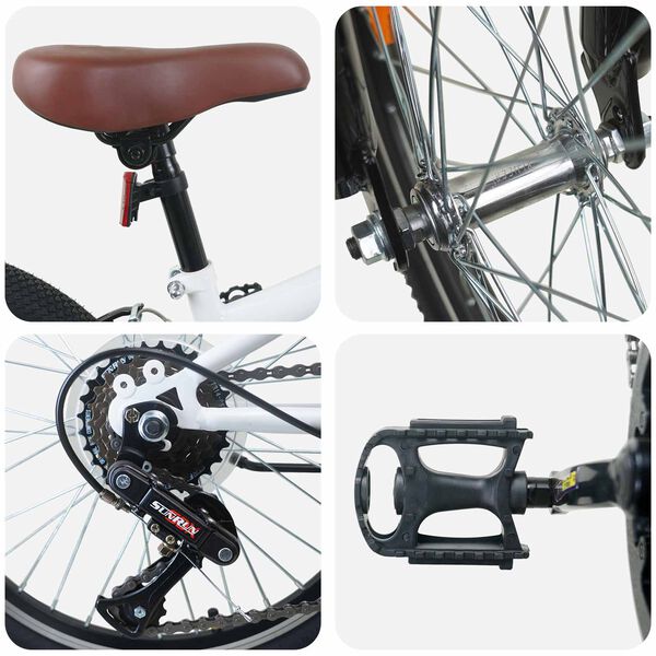 vidaXL Kids Mountain Bike 20 Pollici 6-Speed per 5-8 anni Bianco