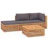 vidaXL Set Divani da Giardino 4 pz Cuscini Grigio Scuro Legno di Teak