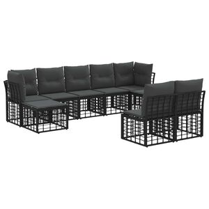 vidaXL Set di divani da esterno Nero e Grigio scuro Poliestere
