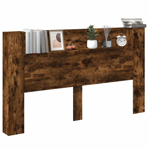 vidaXL Testata con Mobile e LED Rovere fum&eacute; 180 x 16,5 x 103,5 cm