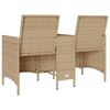 vidaXL Divano Giardino 2 Posti con Tavolo e Cuscini Beige Polyrattan