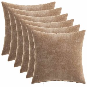 vidaXL Federa 6 pz HEERLEN Marrone 30 x 30 cm Tessuto Chenille