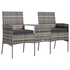 vidaXL Divano da Giardino 2 Posti con Tavolino in Polyrattan Antracite