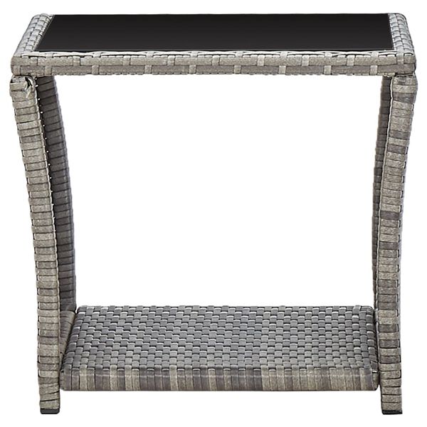vidaXL Tavolino da Caffè Grigio 45x45x40 cm in Polyrattan e Vetro