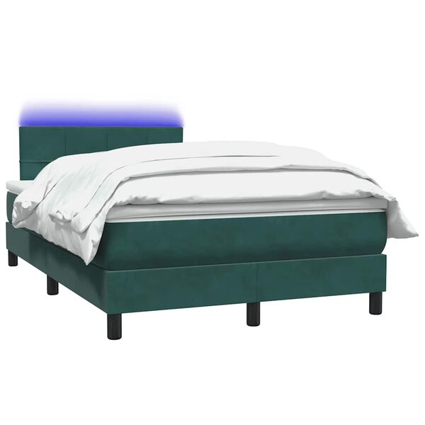 vidaXL Letto a Molle con Materasso e LED Verde Scuro 120x220 cm Velluto