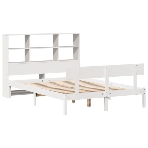 vidaXL Letto Libreria senza Materasso Bianco 140x190 cm Legno di Pino