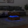 vidaXL Tavolino da Salotto con Luci LED Legno Antico 50x50x40 cm