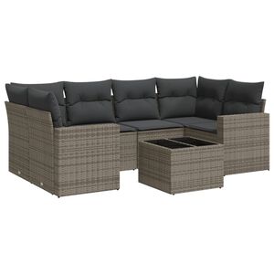vidaXL Set Divani da Giardino 7 pz con Cuscini Grigio in Polyrattan