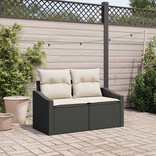 vidaXL Divano da giardino con cuscino 123 x 62 x 69 cm polyrattan