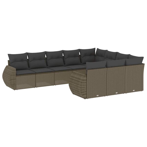 vidaXL Set Divano Giardino 10 pz con Cuscini Grigio Chiaro Polyrattan