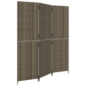 vidaXL Divisorio per Ambienti a 3 Pannelli Grigio in Polyrattan