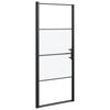 vidaXL Parete Doccia 91x195 cm Vetro Temperato Semi Smerigliato Nero