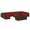 vidaXL Set Divani da Giardino 13 pz con Cuscini in Polyrattan Marrone
