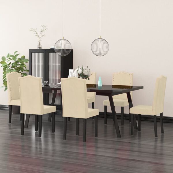 vidaXL Sedie da Pranzo 6 pz Crema in Velluto