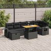 vidaXL Set Divani da Giardino 5 pz con Cuscini Nero Polyrattan Acacia