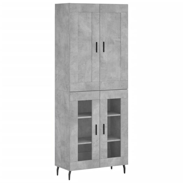 vidaXL Credenza Grigio Cemento 69,5x34x180 cm in Legno Multistrato