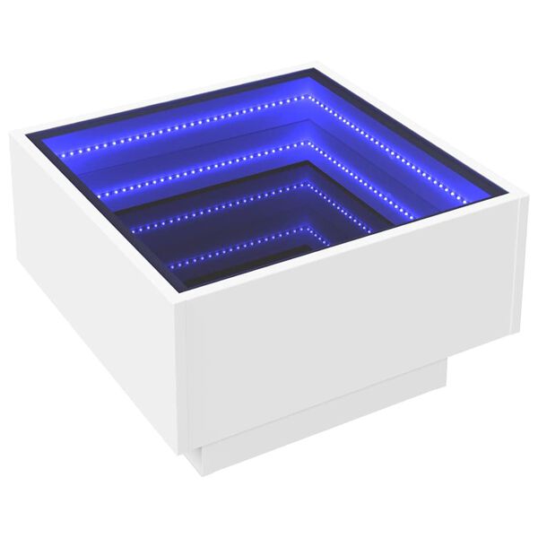vidaXL Tavolino Salotto con LED Bianco 50x50x30 cm Legno Multistrato