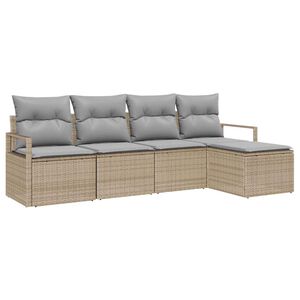 vidaXL Set di divani con cuscino 5 pcs Beige polyrattan