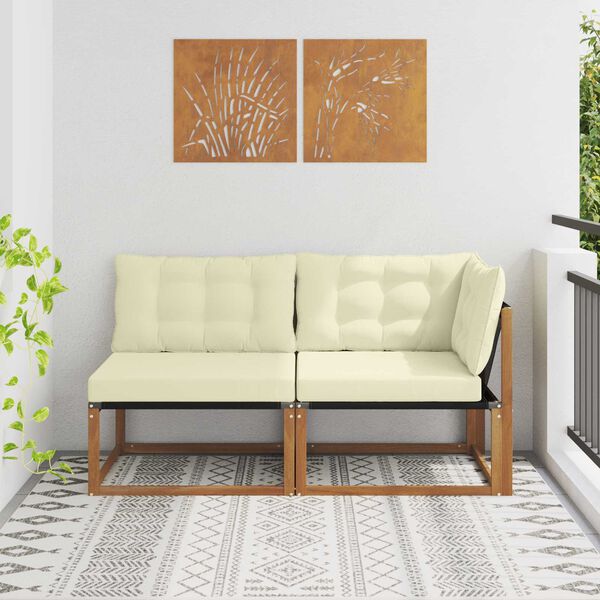 vidaXL Divano Centrale e Angolare con cuscino 2 Pezzo Naturale