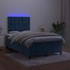 vidaXL Letto a Molle Materasso e LED Blu Scuro 120x190 cm in Velluto