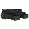 vidaXL Set Divano da Giardino 6 pz con Cuscini Nero in Polyrattan
