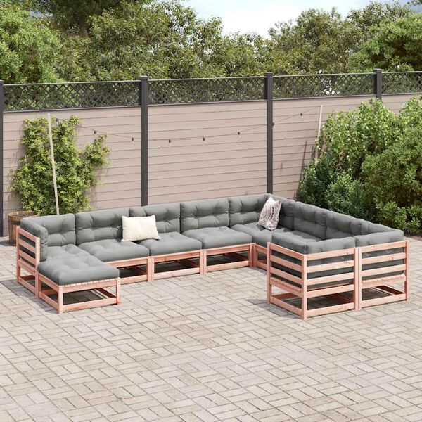 vidaXL Set Divani da Giardino 10 pz in Legno Massello Abete Douglas