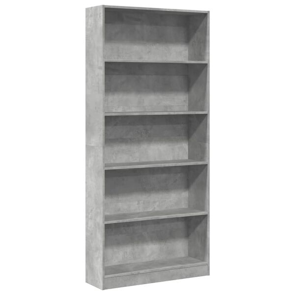 vidaXL Libreria Grigio Cemento 80x24x176 cm in Legno Multistrato