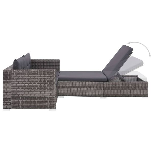 vidaXL Set Divani da Giardino 3 pz con Cuscini in Polyrattan Grigio