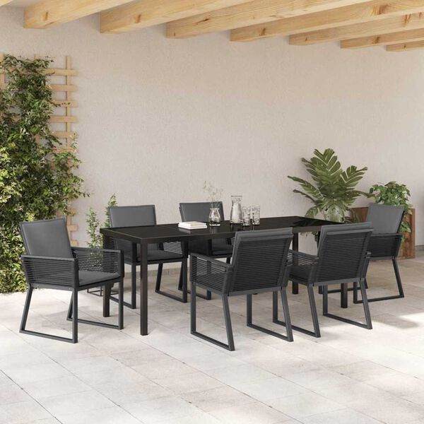 vidaXL Set da Pranzo per Giardino 7 pcs Nero