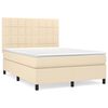 vidaXL Giroletto a Molle con Materasso Crema 140x200 cm in Tessuto