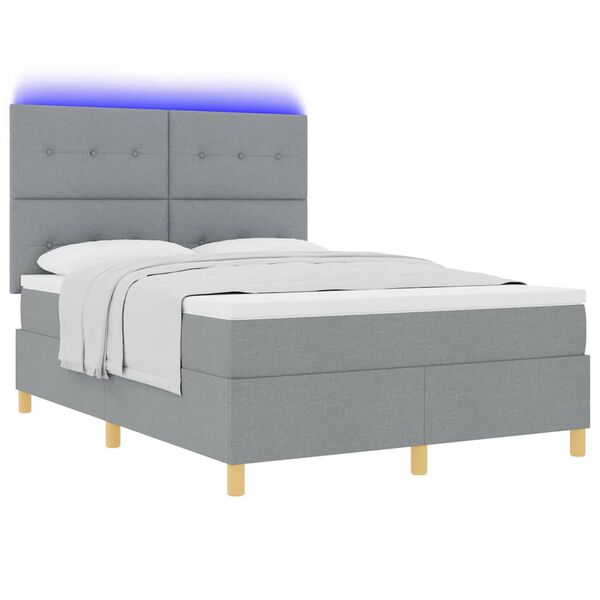 vidaXL Letto a Sorgente LED Grigio chiaro 160 x 200 cm Tessuto